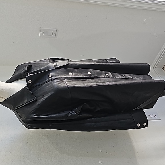 Zara Oversized Vegan Leather Jacket Shirt long sleeves snap closure Size M - Picture 7 of 15